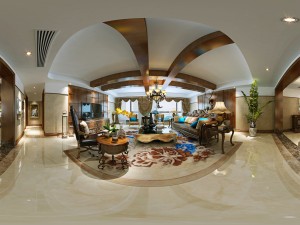 panoramic american style living room restaurant space 40 3Dモデル