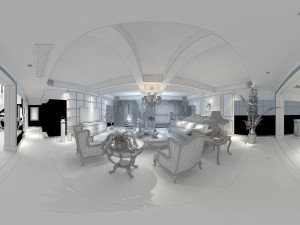panoramic american style living room restaurant space 40 3D 모델