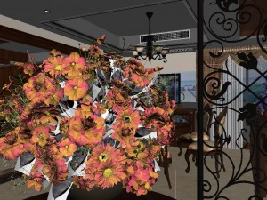 panoramic american style living room restaurant space 40 3D 모델