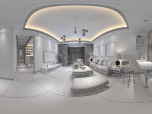 panoramic american style living room restaurant space 41 Modèle 3D