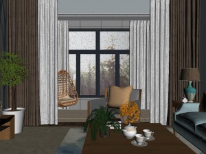 panoramic american style living room restaurant space 41 Modèle 3D