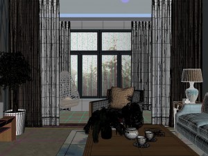 panoramic american style living room restaurant space 41 Modèle 3D
