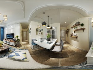 panoramic american style living room restaurant space 42 Modèle 3D