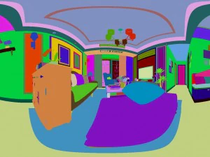 panoramic american style living room restaurant space 42 3D Model