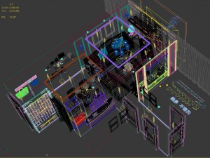 panoramic american style living room restaurant space 42 Modello 3D