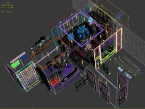 panoramic american style living room restaurant space 42 3D Model