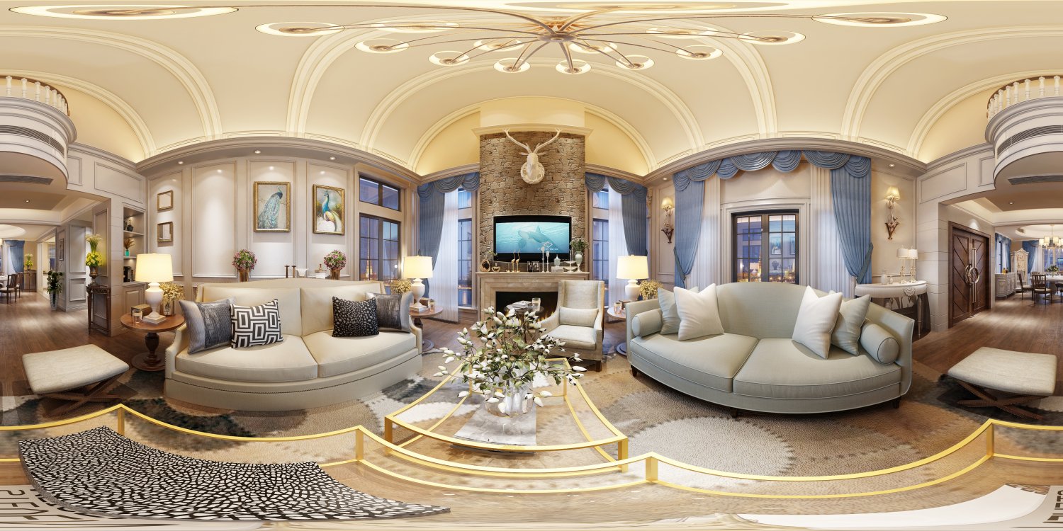 Panoramic American Style Living Room Restaurant Space 43 3d Modell In Wohnzimmer 3dexport