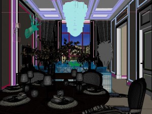 panoramic american style living room restaurant space 44 3Dモデル