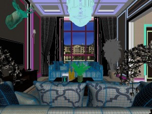 panoramic american style living room restaurant space 44 3Dモデル