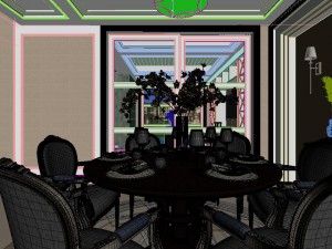 panoramic american style living room restaurant space 44 3Dモデル
