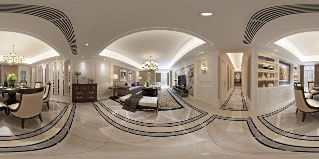 panoramic american style living room restaurant space 45 3D Model .c4d .max .obj .3ds .fbx .stl .blend 
