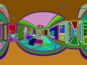 panoramic american style living room restaurant space 45 3D Model