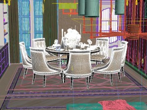 panoramic american style living room restaurant space 45 Model 3D