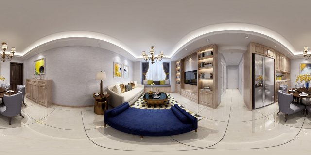 panoramic american style living room restaurant space 46 3D मॉडल .c4d .max .obj .3ds .fbx .stl .blend