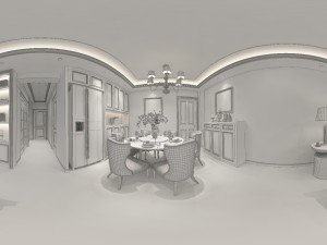 panoramic american style living room restaurant space 46 3D मॉडल