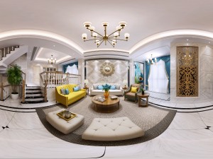 panoramic american style living room dining room 47 3D Model
