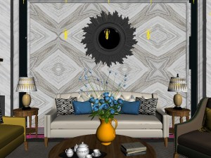 panoramic american style living room dining room 47 3D Model
