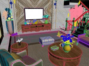 panoramic american style living room dining room 47 3D Model