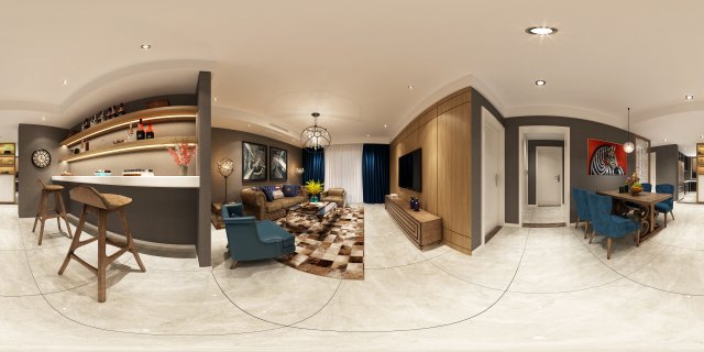 panoramic 360 american style living room restaurant space 48 3Dモデル .c4d .max .obj .3ds .fbx .stl .blend 