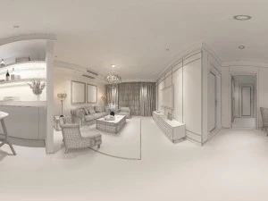 panoramic 360 american style living room restaurant space 48 3D Model