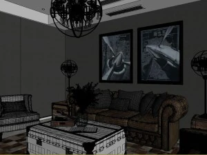 panoramic 360 american style living room restaurant space 48 3D Model