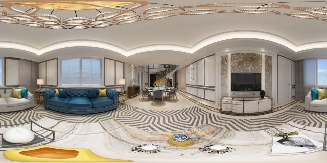panoramic american style living room restaurant space 50 Modelo 3D .c4d .max .obj .3ds .fbx .stl .blend 