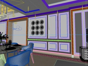 panoramic american style living room restaurant space 50 Modelo 3D