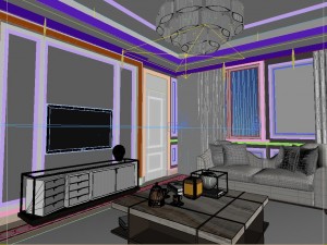 panoramic american style living room restaurant space 50 Modelo 3D