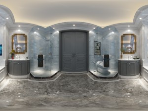 panoramicrican style bathroom toilet space 01 3D Модель