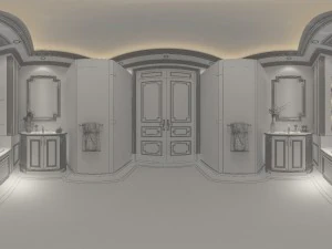 panoramicrican style bathroom toilet space 01 3D Model