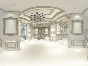 panorama european style restaurant kitchen space 01 3D Model