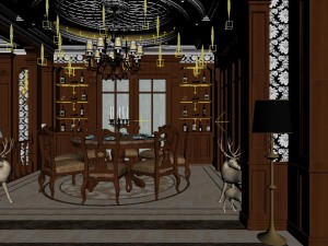 panorama european style restaurant kitchen space 01 3D Model