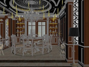 panorama european style restaurant kitchen space 01 3D Model