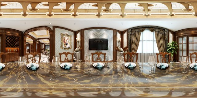 panorama european style restaurant kitchen space 02 Model 3D .c4d .max .obj .3ds .fbx .stl .blend