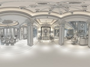panorama european style restaurant kitchen space 02 Model 3D