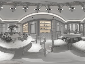 panorama european style restaurant kitchen space 04 Modèle 3D