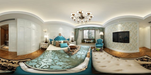 panoramic european style family bedroom space 01 3D 모델 .c4d .max .obj .3ds .fbx .stl .blend 