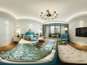 panoramic european style family bedroom space 01 3D Model