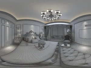 panoramic european style family bedroom space 01 3D Model
