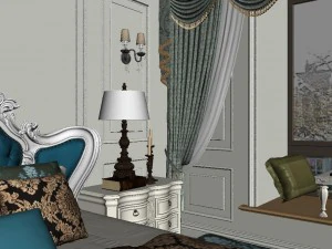 panoramic european style family bedroom space 01 3D Model