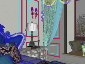 panoramic european style family bedroom space 01 3D Model