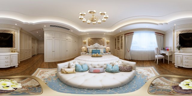 panoramic european style family bedroom space 02 3D Model .c4d .max .obj .3ds .fbx .stl .blend 