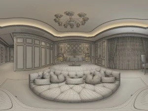panoramic european style family bedroom space 02 3D Model