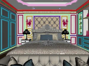 panoramic european style family bedroom space 02 3D Model