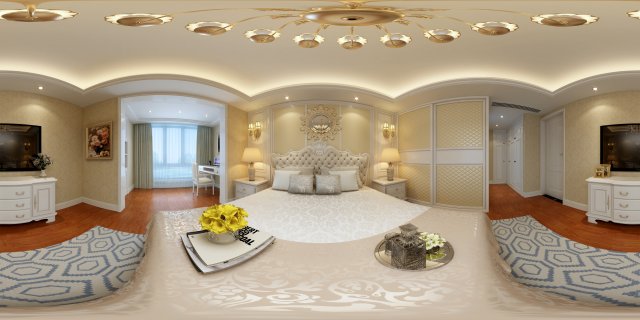 panoramic european style family bedroom space 03 3D मॉडल .c4d .max .obj .3ds .fbx .stl .blend 