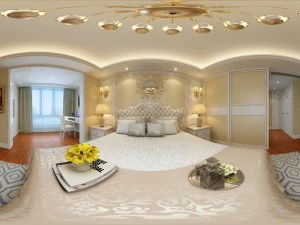 panoramik Avrupa tarzı aile yatak odası alanı 03 3D Model