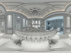 panoramic european style family bedroom space 04 3D Model