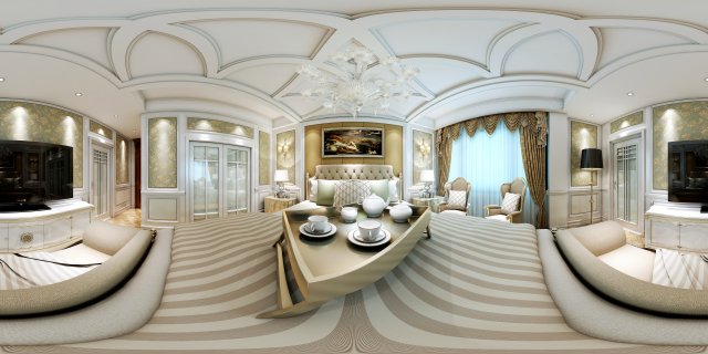 panoramic european style family bedroom space 05 3D 모델 .c4d .max .obj .3ds .fbx .stl .blend 