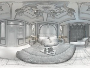 panoramic european style family bedroom space 06 3D Model