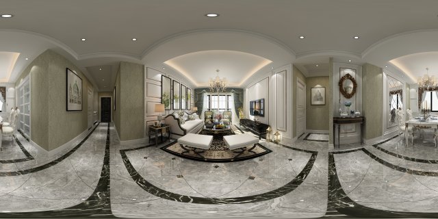 panorama european style living room restaurant space 01 3D 모델 .c4d .max .obj .3ds .fbx .stl .blend